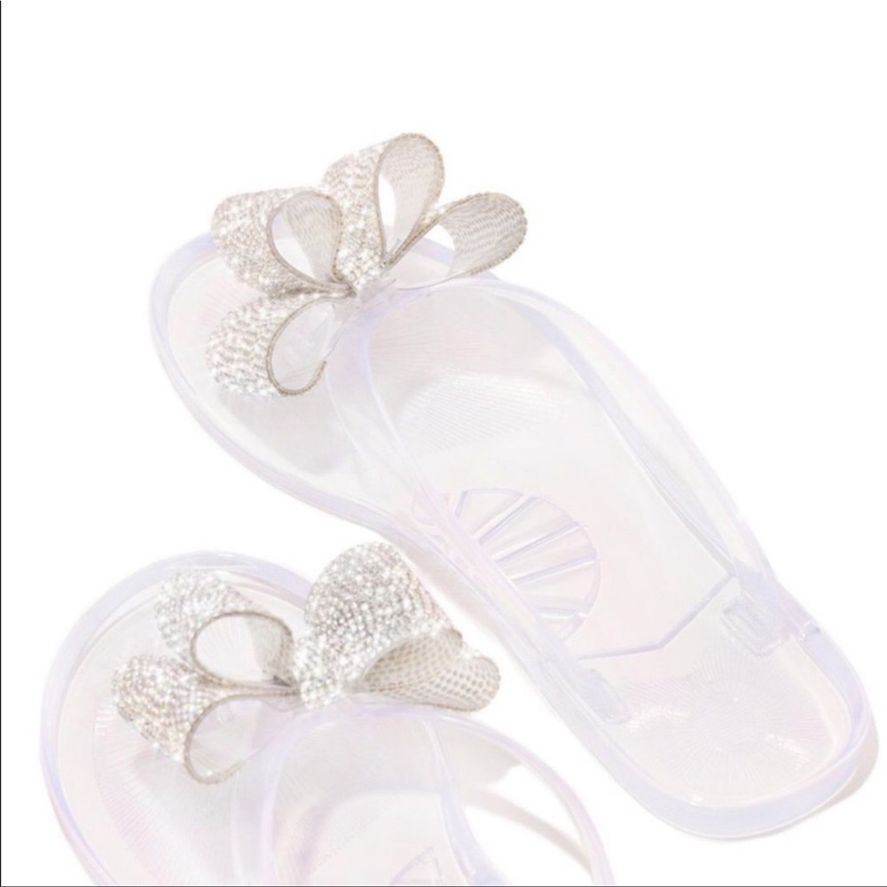 Rhinestone Double Bow Thong Sandal Clear - Picture 3 of 7